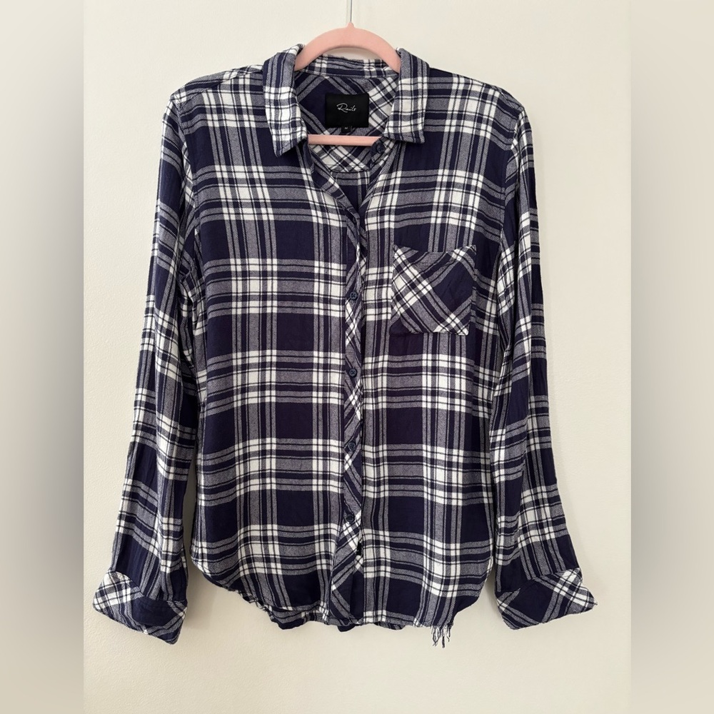 Rails Indigo/Navy White Ellson Flannel Long Sleeve Medium (flaw)